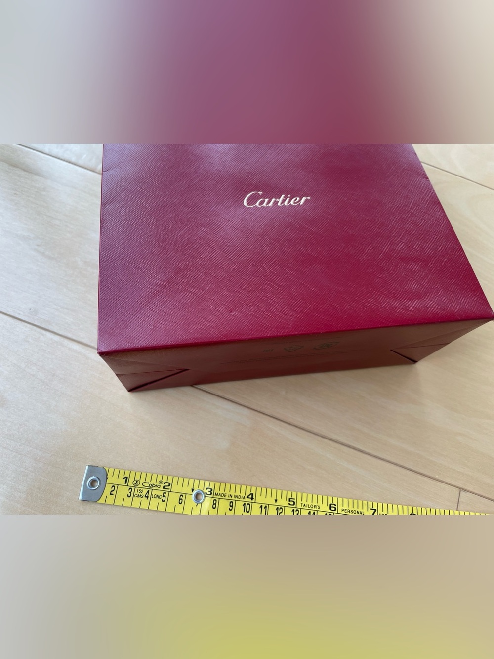 Cartier Gift Bag size 8" x 7" x 3" Red/Red Cord Handles And Receipt Envelope - Picture 13 of 16